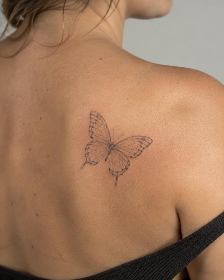 Fine Line Butterfly tattoo design