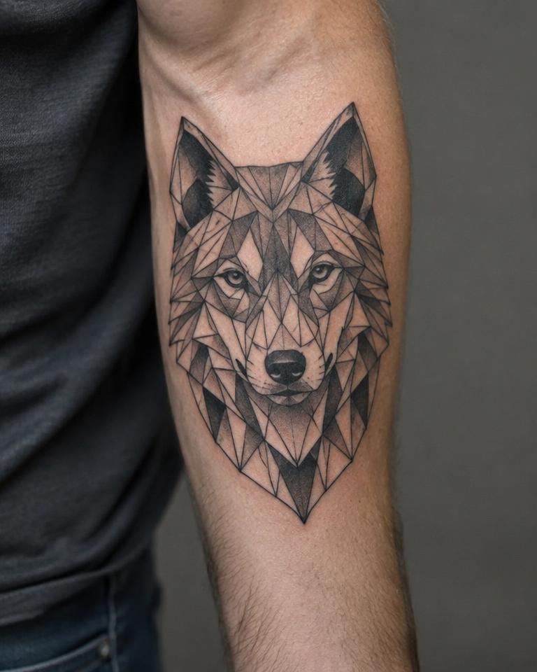 Geometric Wolf tattoo design