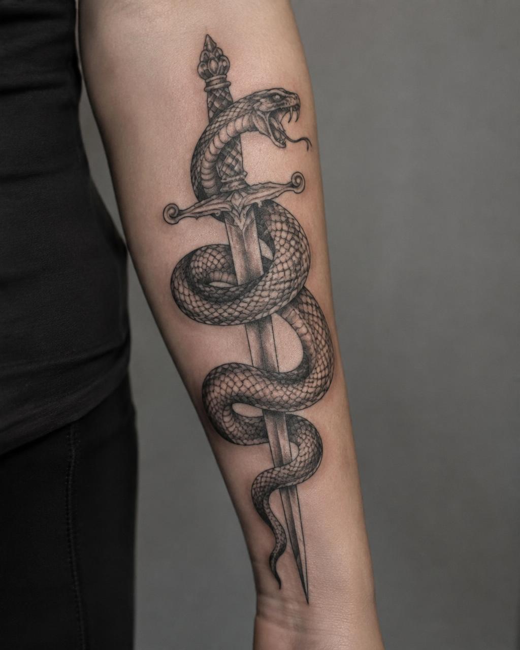 Serpent & Dagger tattoo design